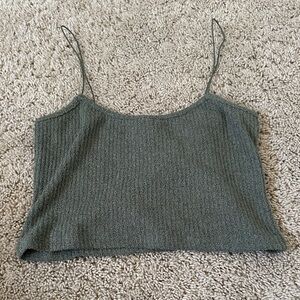 Francesca's Collections Sage Green Ribbed Crop Top